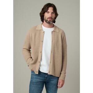 NWT JOE'S Mens Tan Sweater Collared  Wool Blend Fisherman Academia Button XXL